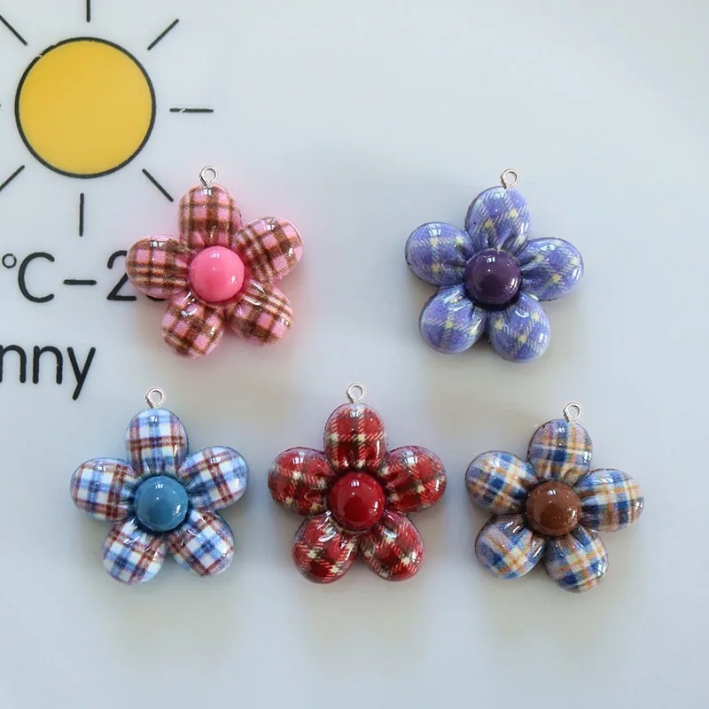Resin Art With Flowers - 10 Pendentifs en résine planaire motif