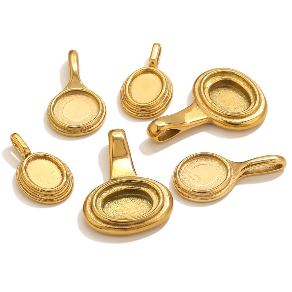 Bezels Pendant Resin - Plateaux ovales ronds en acier inoxydable,