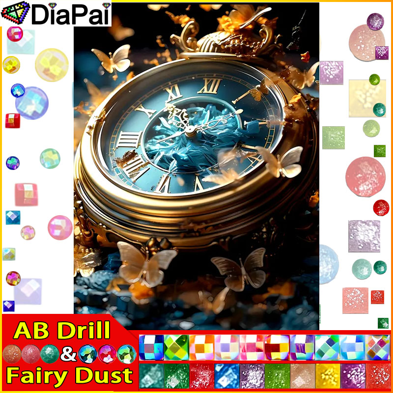 Resin Art Clock - DiaPai fée poussière AB diamant peinture