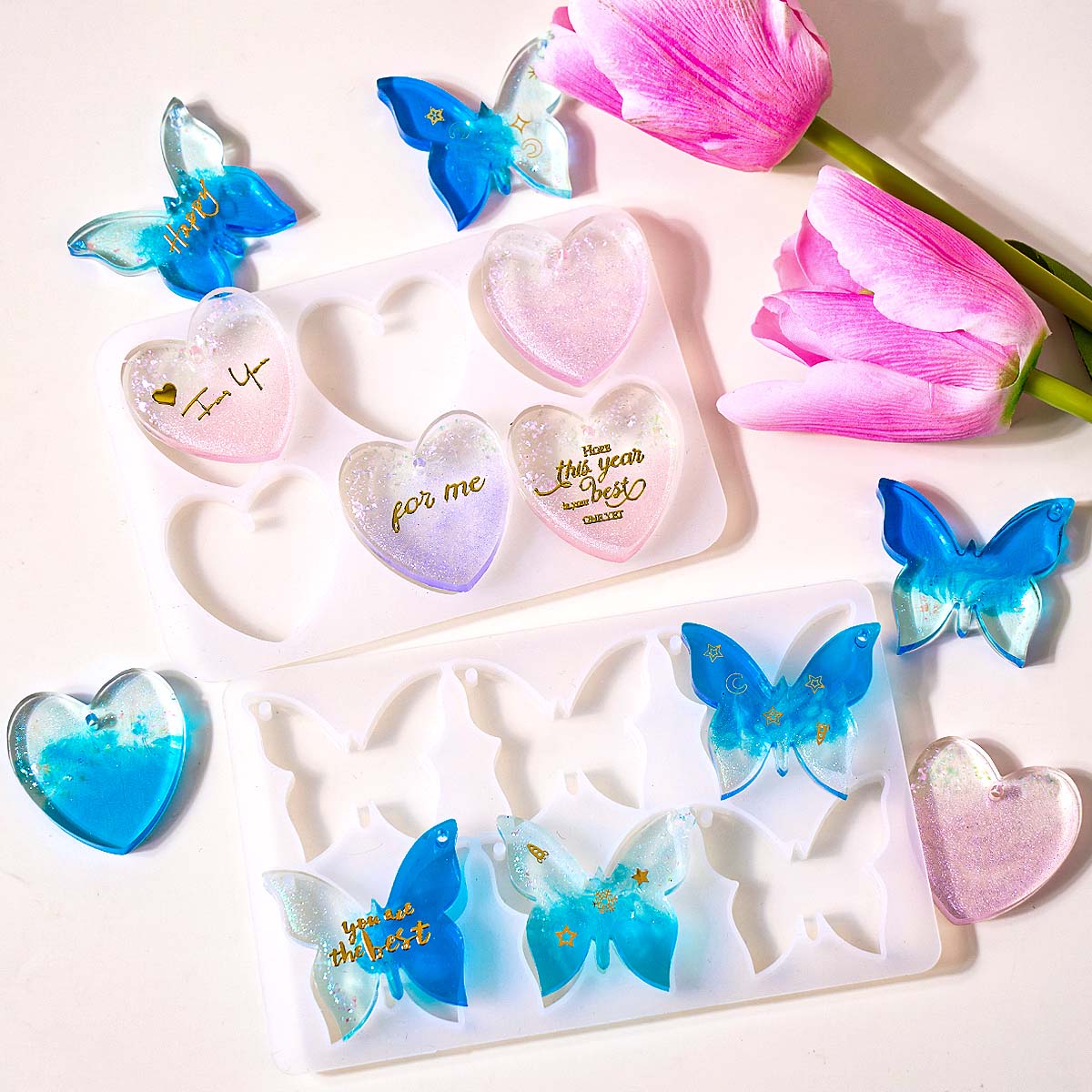Resin Art Heart - Moule en silicone à six cavités