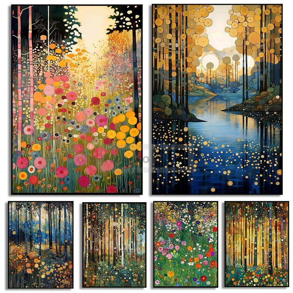 Resin Art With Flowers - Affiches Gustav Klimt Ferme et Jardin,