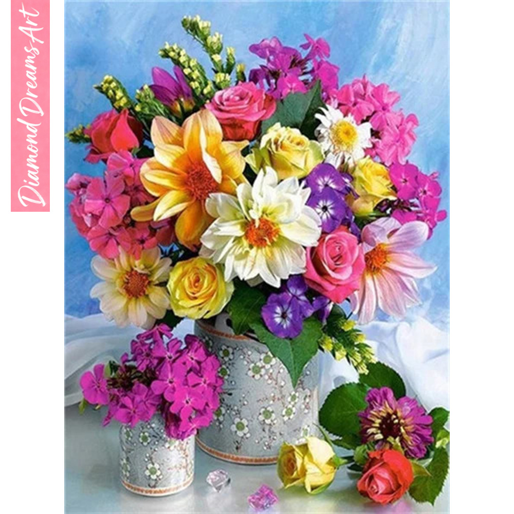 Resin Art With Flowers - Mosaïque de diamants complète, fleur, peinture