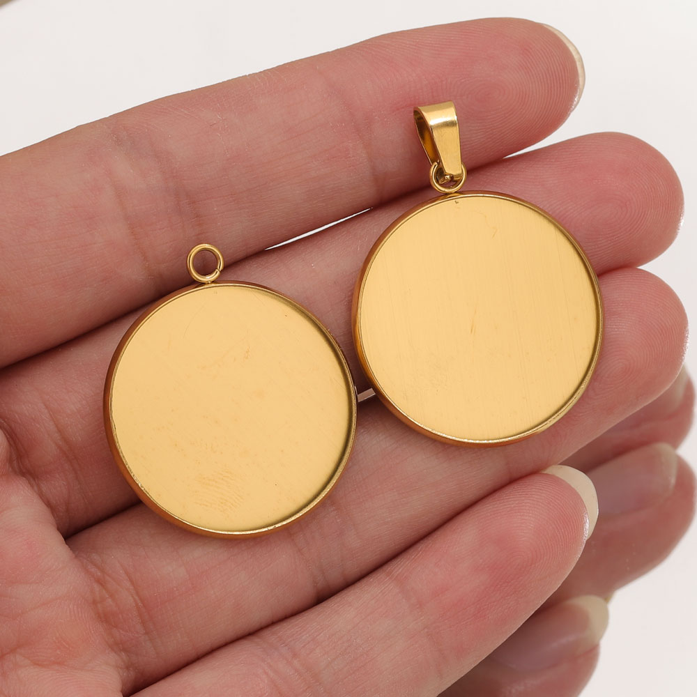 Bezels Pendant Resin - Pendentifs dorés en acier inoxydable, Base