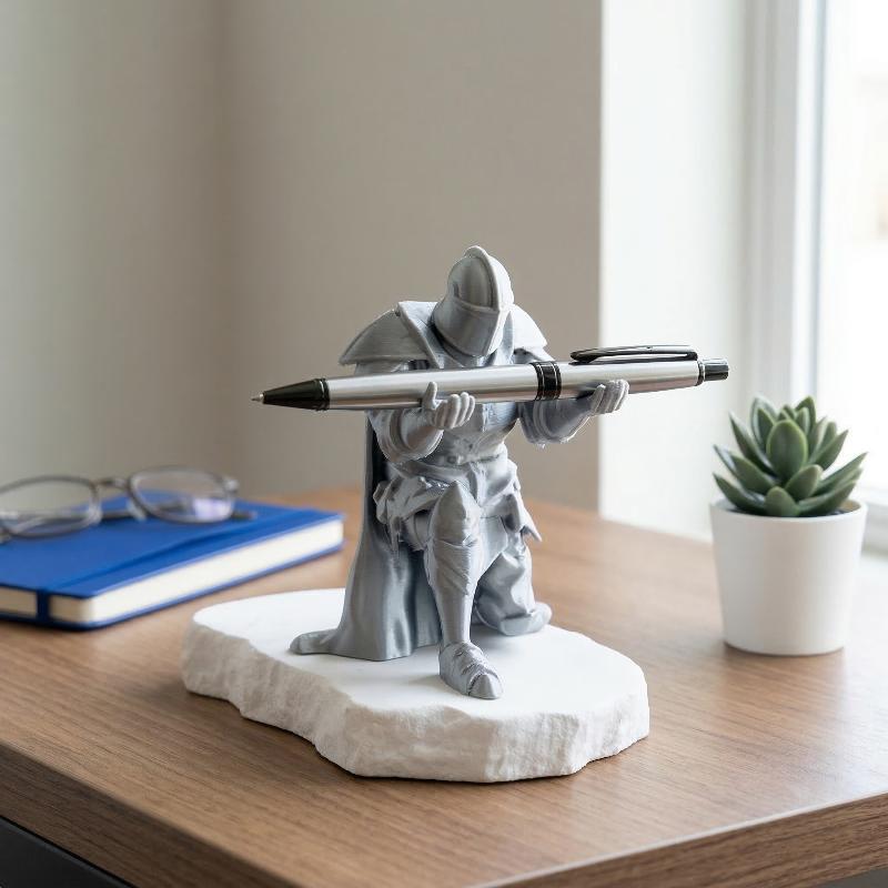 Resin Art Stand - Porte-stylo en résine, armure médiévale, organisateur