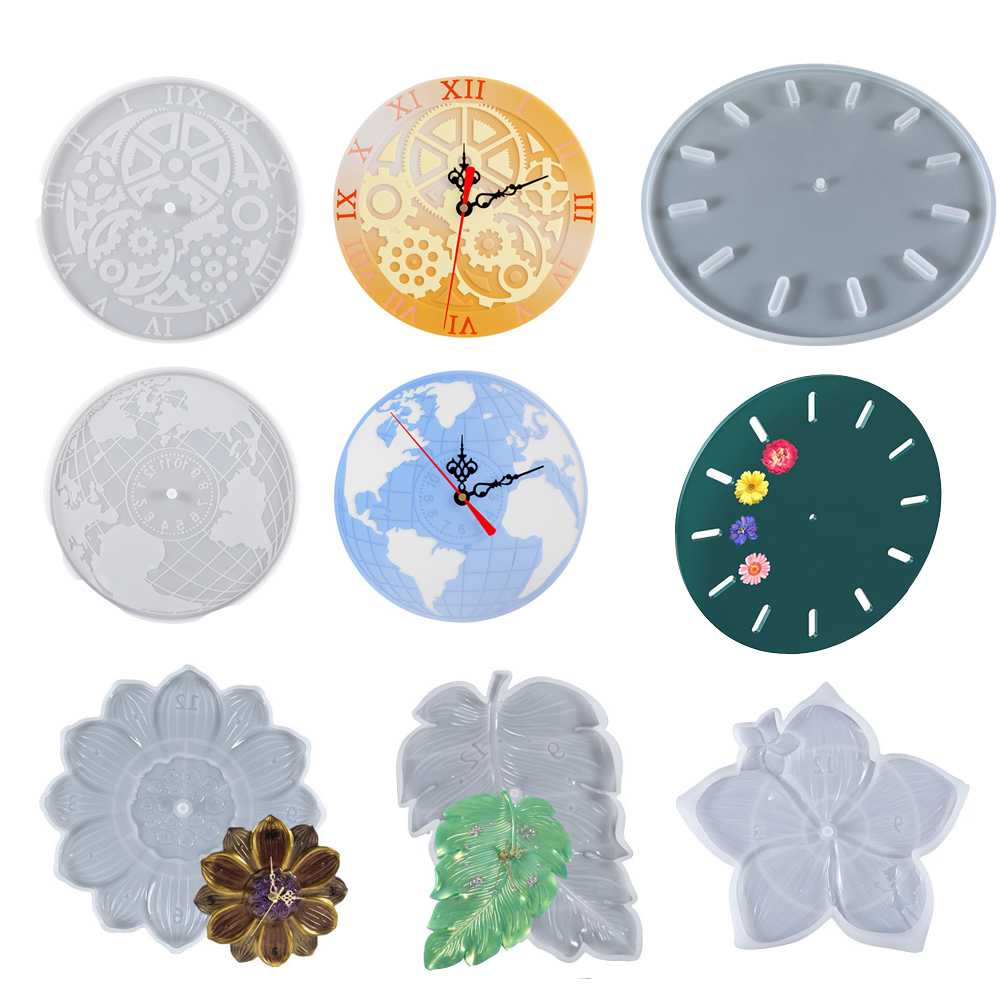 Resin Art Clock - Carte du monde feuille de Lotus