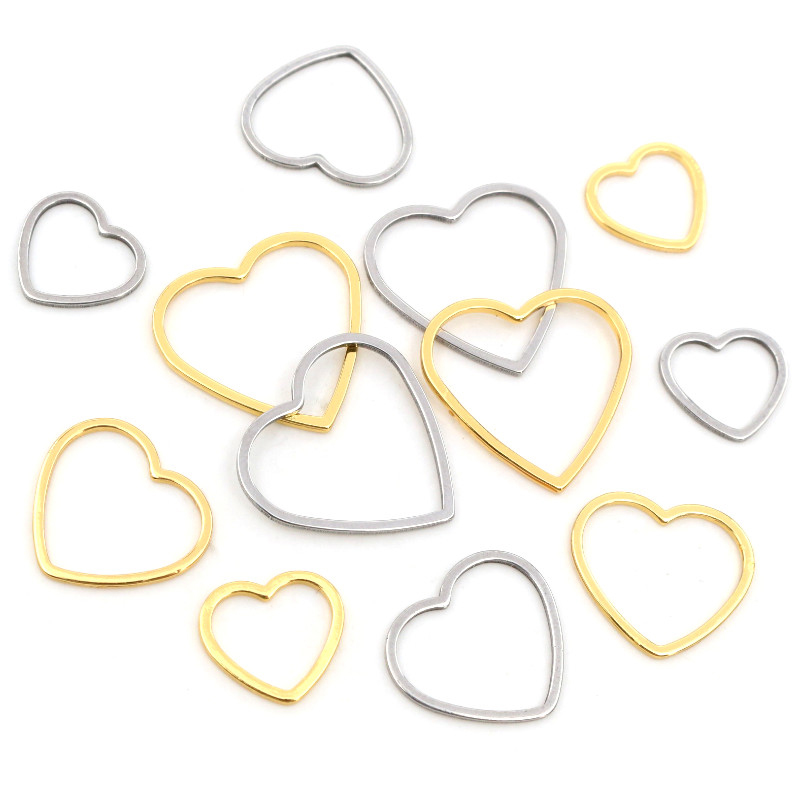 Bezels Pendant Resin - 20pcs Coeur Charme Or En Acier