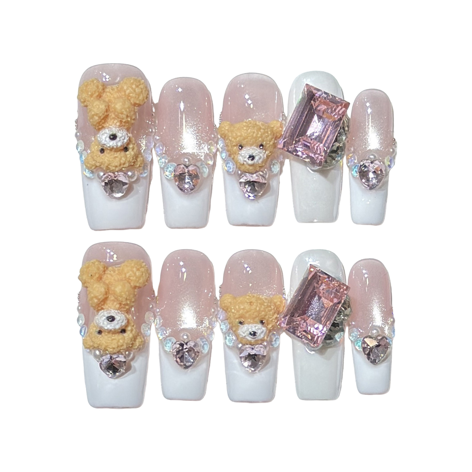 10 faux ongles 3D en forme d'o - Resin Art Heart avis et prix