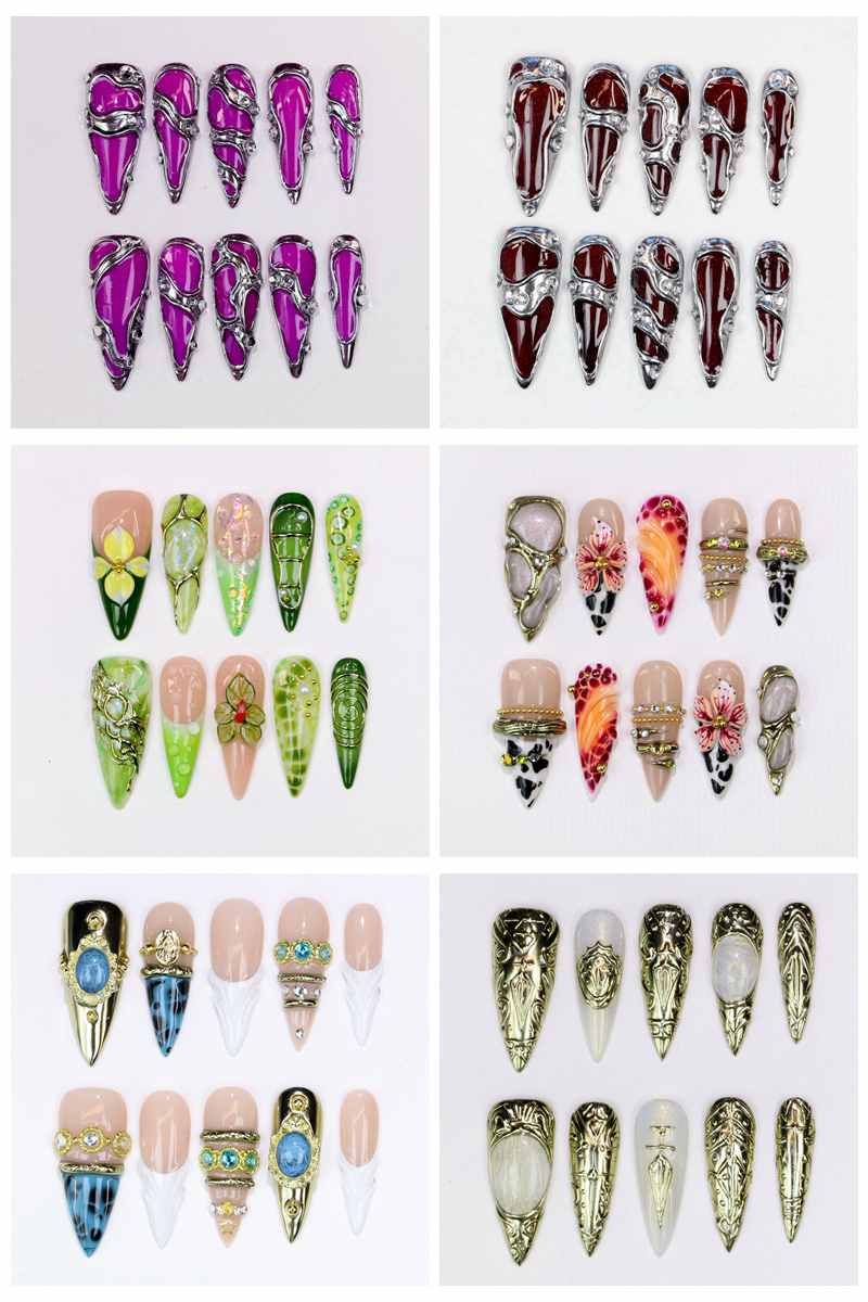 10 faux ongles longs en forme  - Resin Art With Flowers avis et prix
