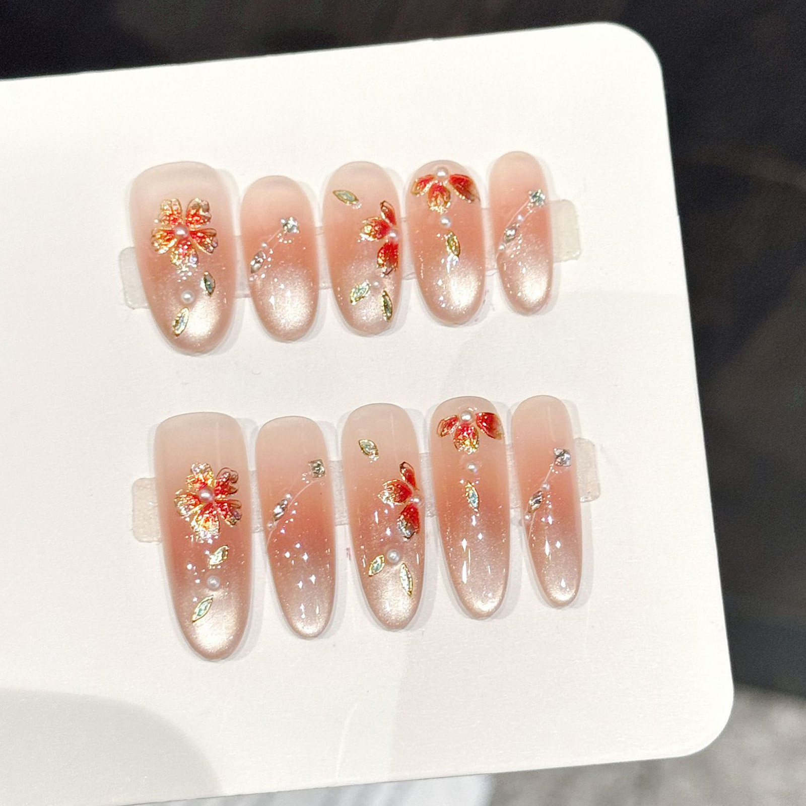 10 pièces faux ongles faits à  - Resin Art With Flowers avis et prix